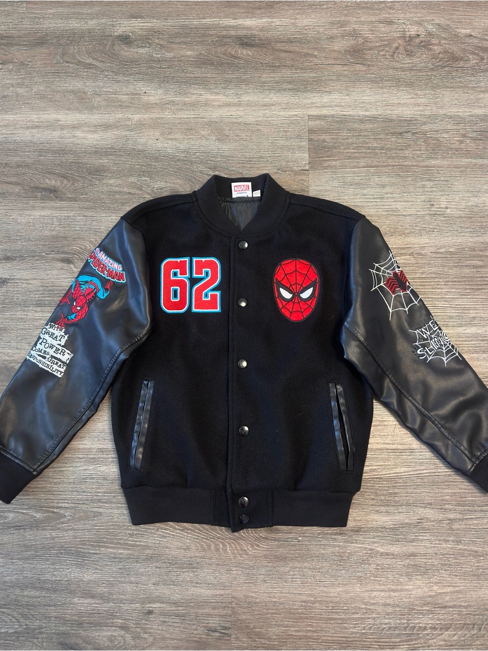 Marvel Black & Red Spider-Man Varsity Jacket for Kids